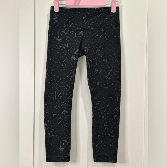 Lululemon Wunder Under Crop II Leggings Star Crushed Coal Black Mid Rise Size 4 - Picture 5 of 10
